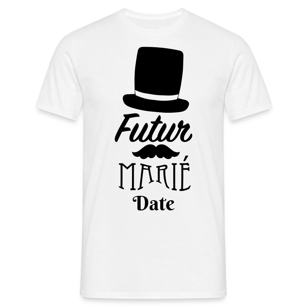 T-shirt Homme Futur marié + date a personnaliser - blanc