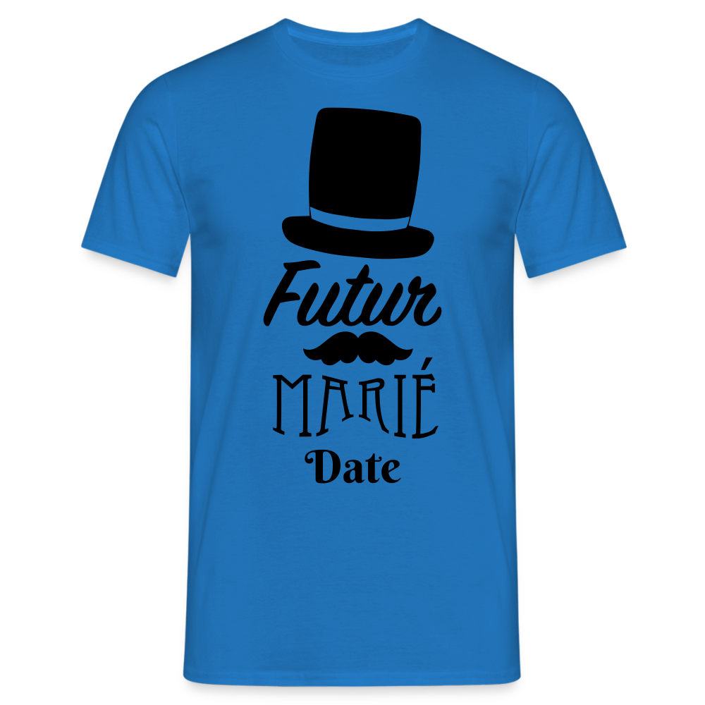 T-shirt Homme Futur marié + date a personnaliser - bleu royal