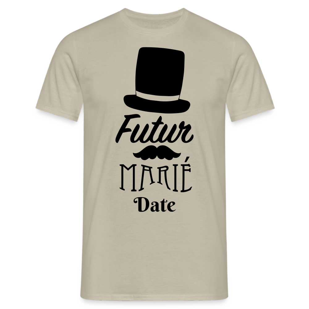 T-shirt Homme Futur marié + date a personnaliser - beige sable