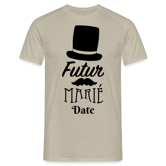 T-shirt Homme Futur marié + date a personnaliser - beige sable