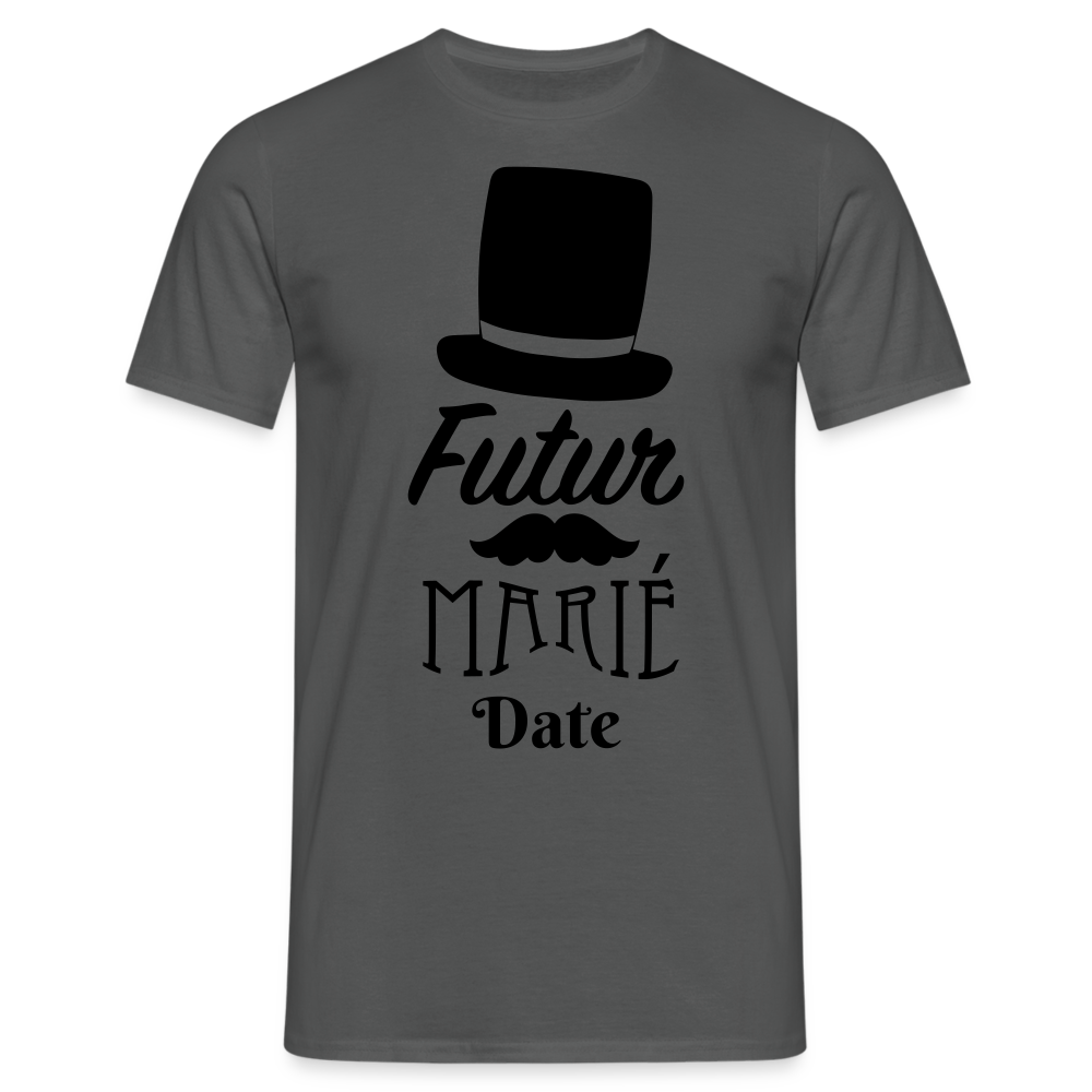 T-shirt Homme Futur marié + date a personnaliser - charbon