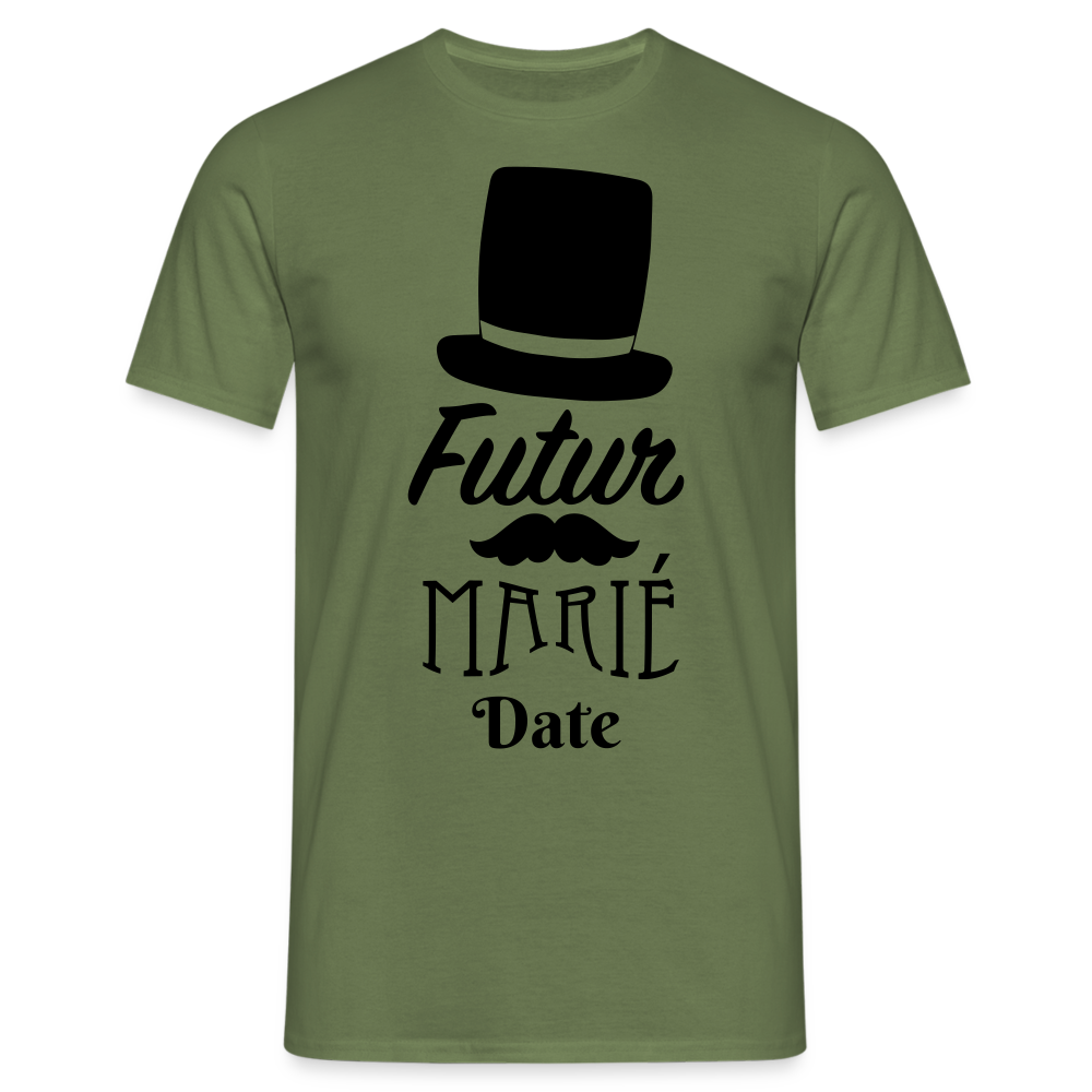 T-shirt Homme Futur marié + date a personnaliser - vert militaire