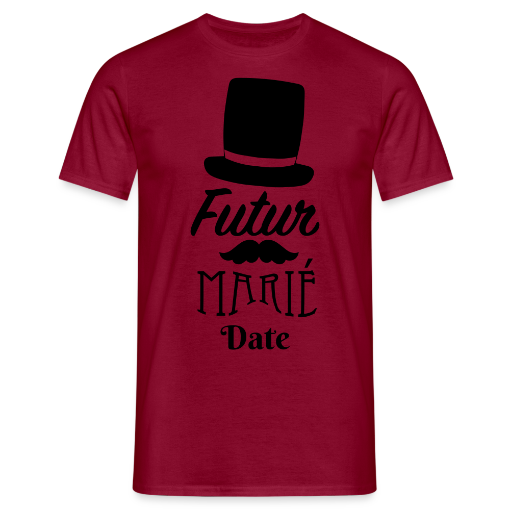 T-shirt Homme Futur marié + date a personnaliser - rouge brique