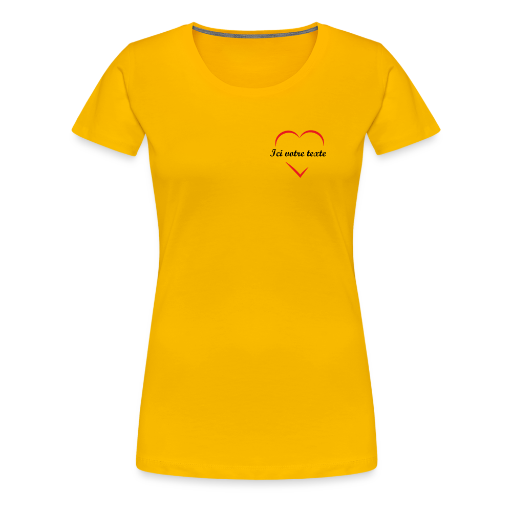 T-shirt Premium Femme Prénom a personnaliser dans le coeur - jaune soleil