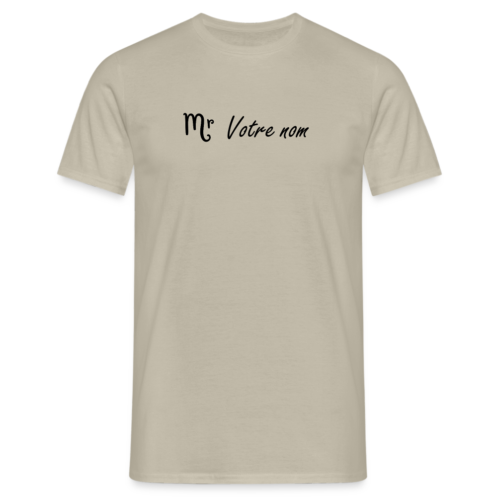 T-shirt Homme Monsieur + votre nom - beige sable