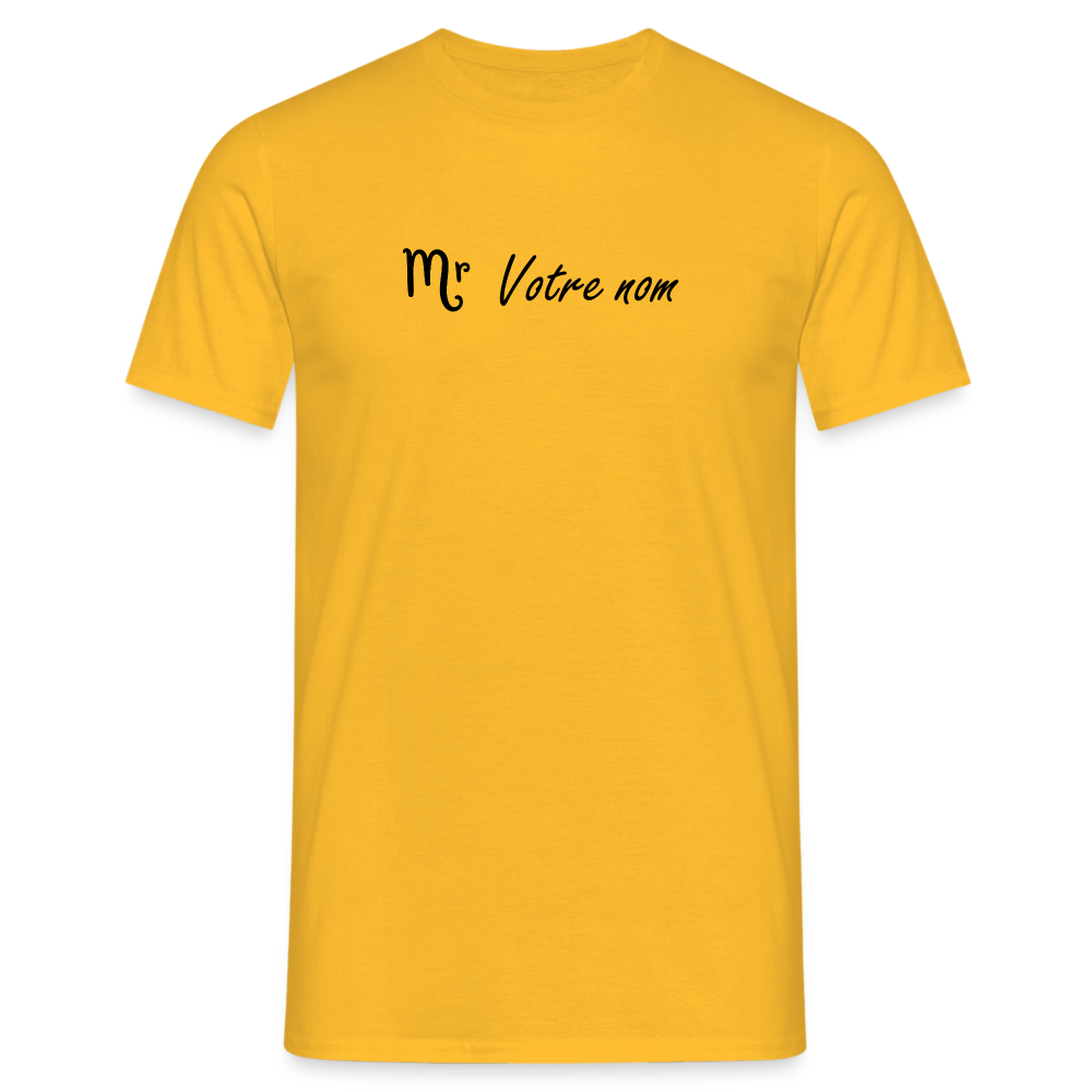 T-shirt Homme Monsieur + votre nom - jaune