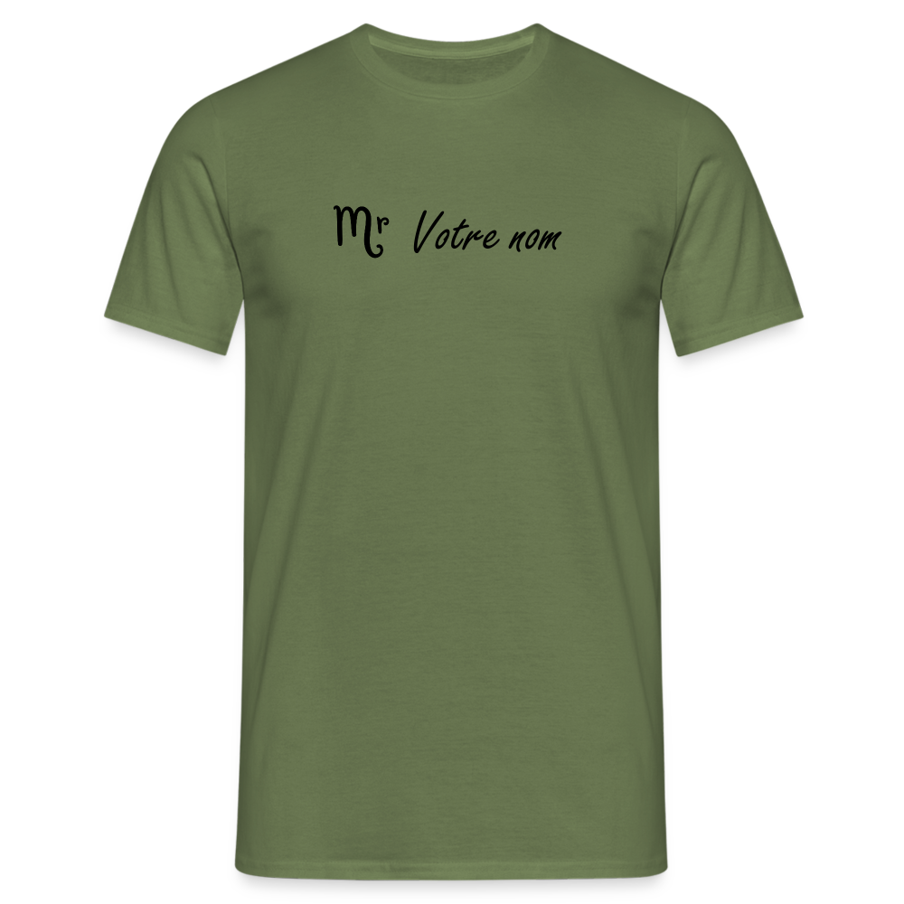 T-shirt Homme Monsieur + votre nom - vert militaire