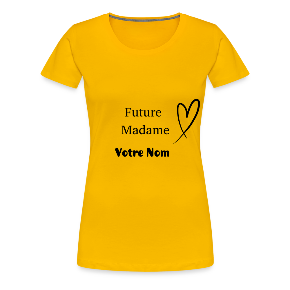 T-shirt Femme Future Madame + votre nom à personnaliser - jaune soleil