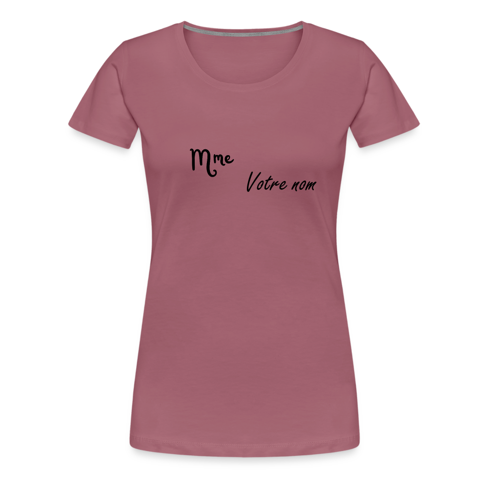 T-shirt Femme Madame + votre nom - mauve