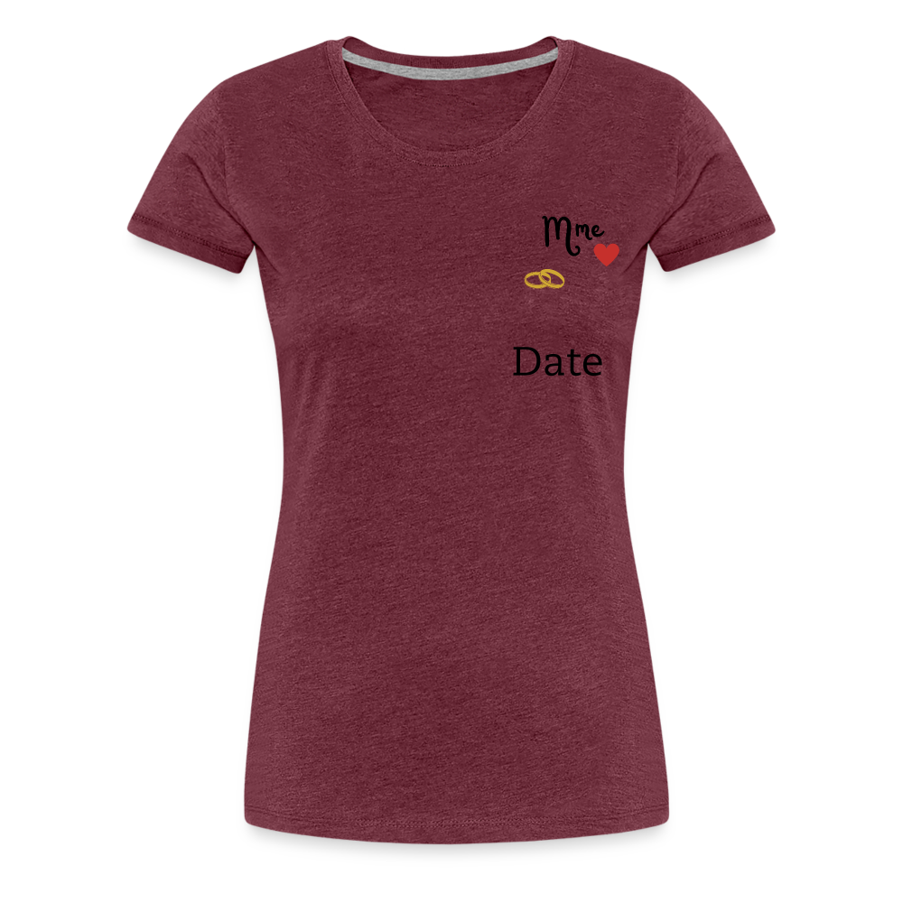 T-shirt Femme Mme + date à personnaliser - rouge bordeaux chiné