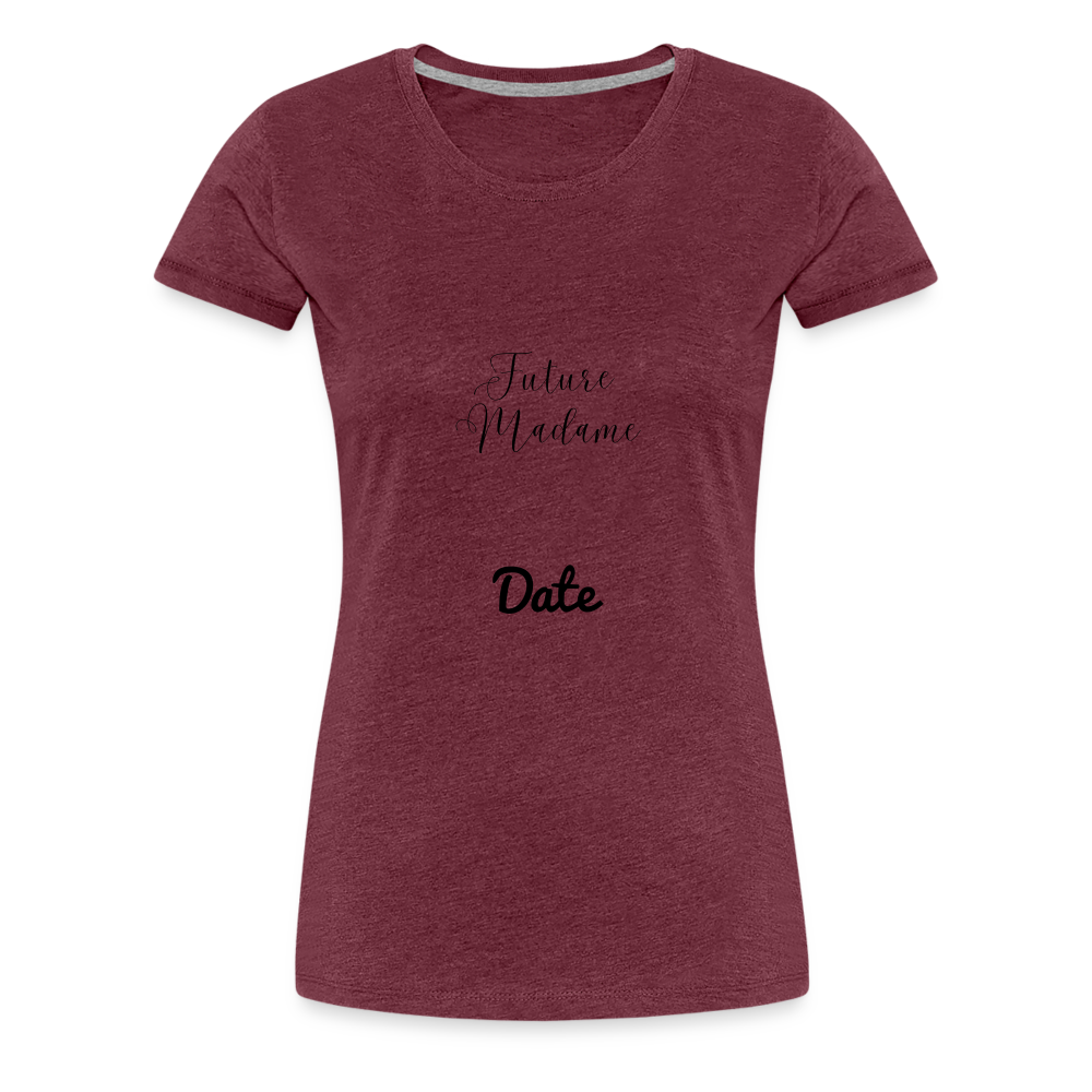 T-shirt Femme future madame + date a personnaliser - rouge bordeaux chiné