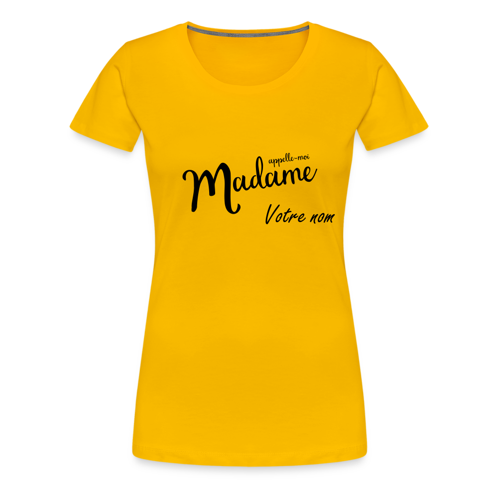 T-shirt Femme Appelle moi Madame + votre nom - jaune soleil