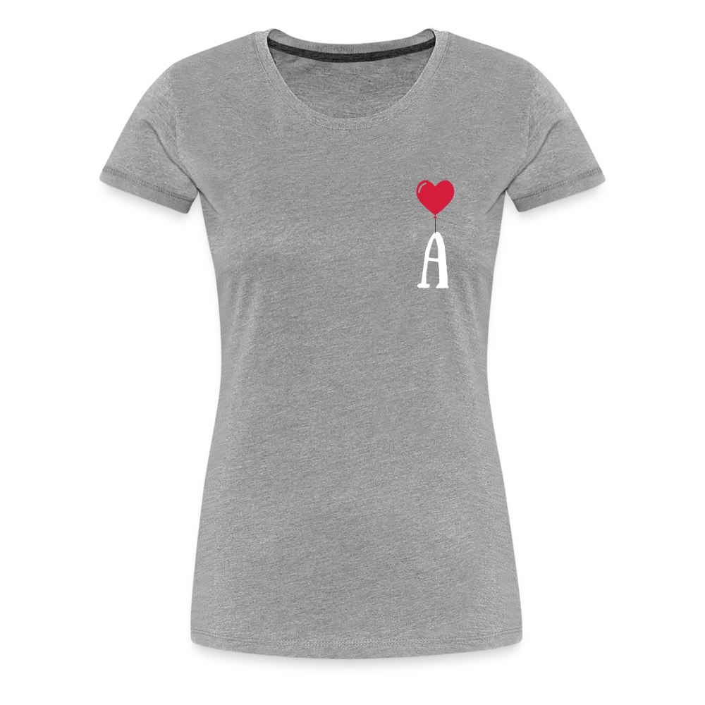 T-shirt Femme Lettre coté coeur  a personnaliser - gris chiné