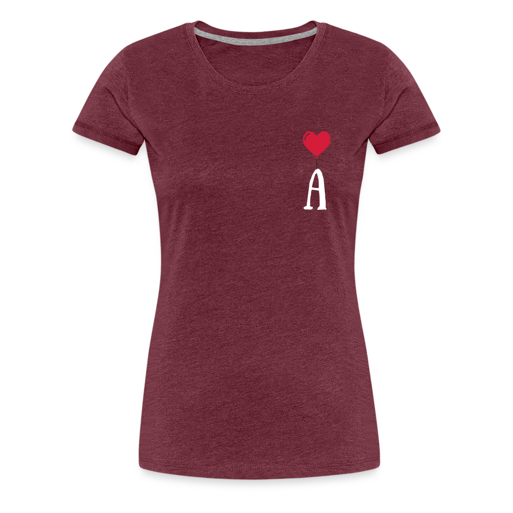 T-shirt Femme Lettre coté coeur  a personnaliser - rouge bordeaux chiné