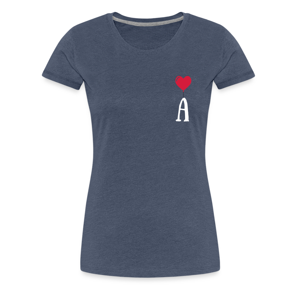 T-shirt Femme Lettre coté coeur  a personnaliser - bleu chiné