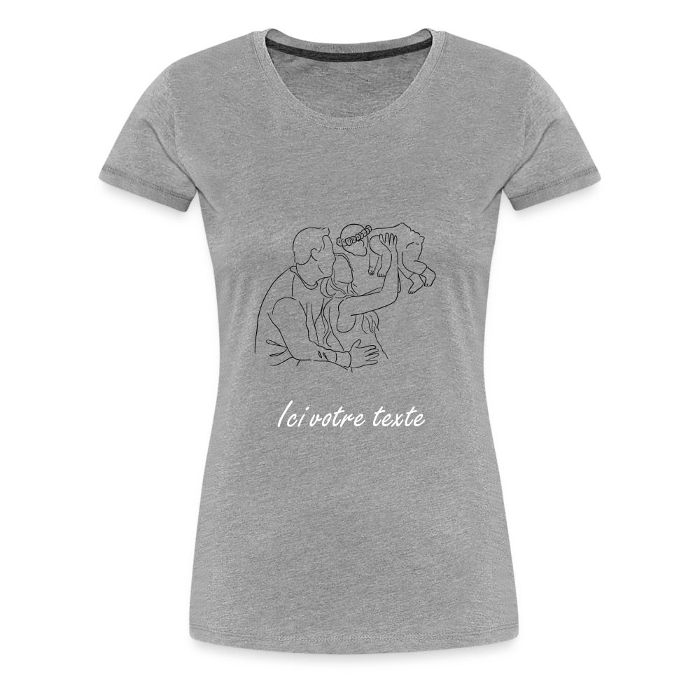 T-shirt Femme Famille a Personnaliser - gris chiné