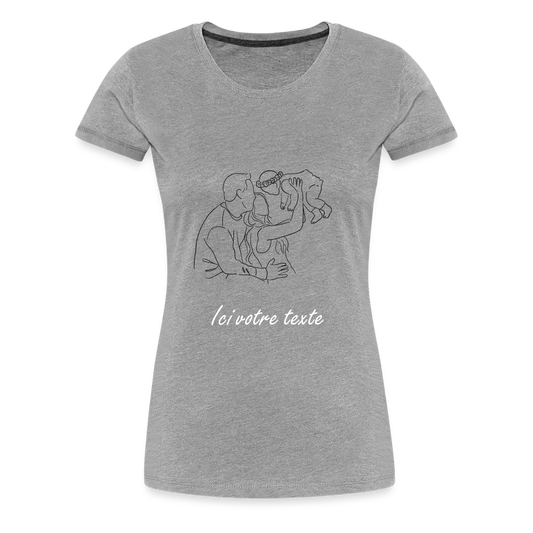 T-shirt Femme Famille a Personnaliser - gris chiné