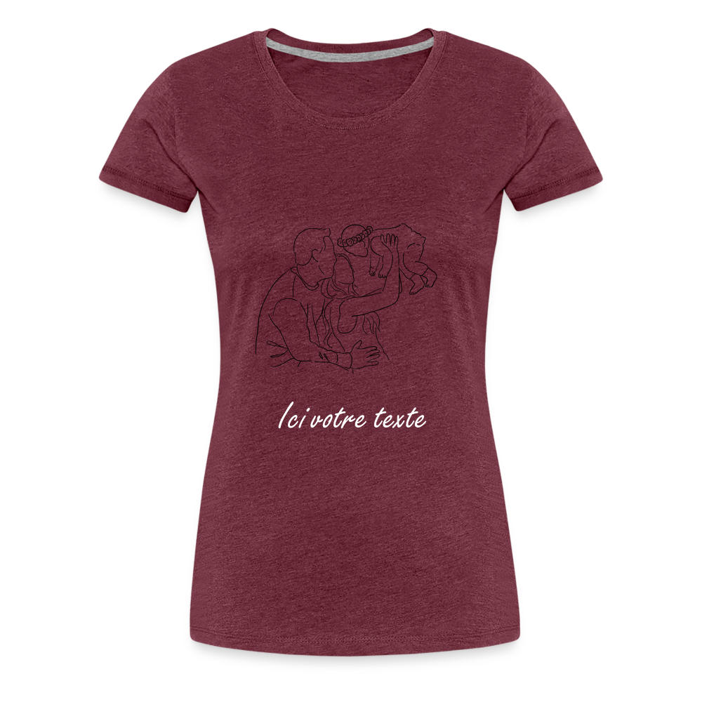 T-shirt Femme Famille a Personnaliser - rouge bordeaux chiné