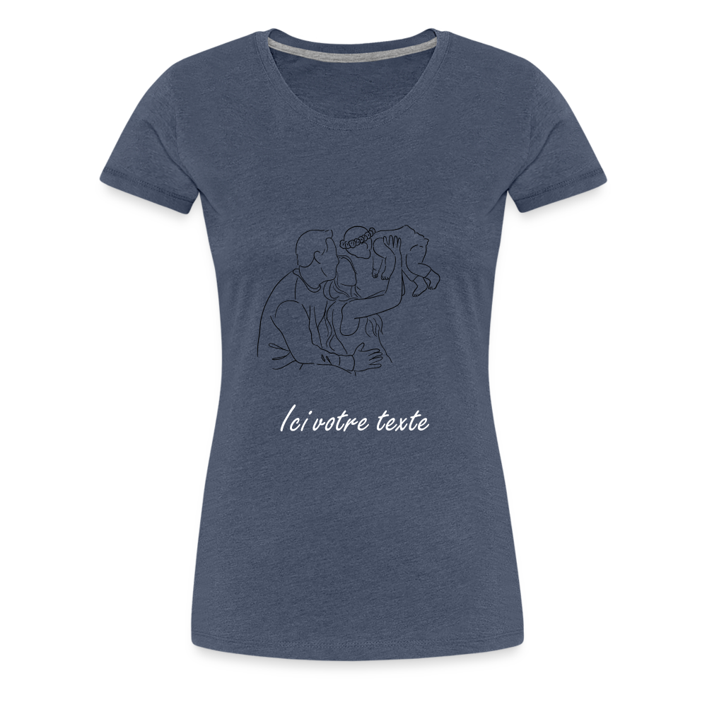 T-shirt Femme Famille a Personnaliser - bleu chiné