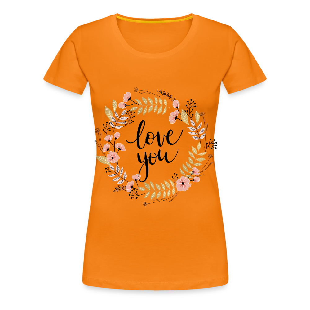 T-shirt Premium Femme love you couronne de fleur - orange