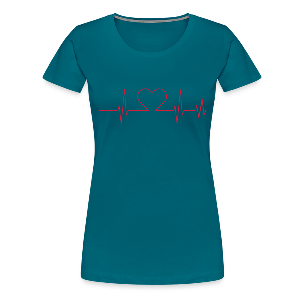 T-shirt Premium Femme - rythme du coeur - bleu diva