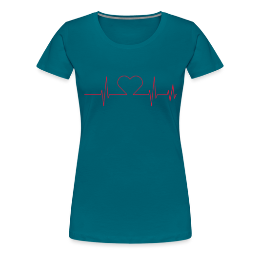 T-shirt Premium Femme - rythme du coeur - bleu diva