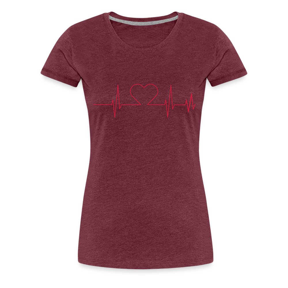 T-shirt Premium Femme - rythme du coeur - rouge bordeaux chiné