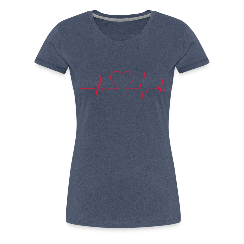 T-shirt Premium Femme - rythme du coeur - bleu chiné