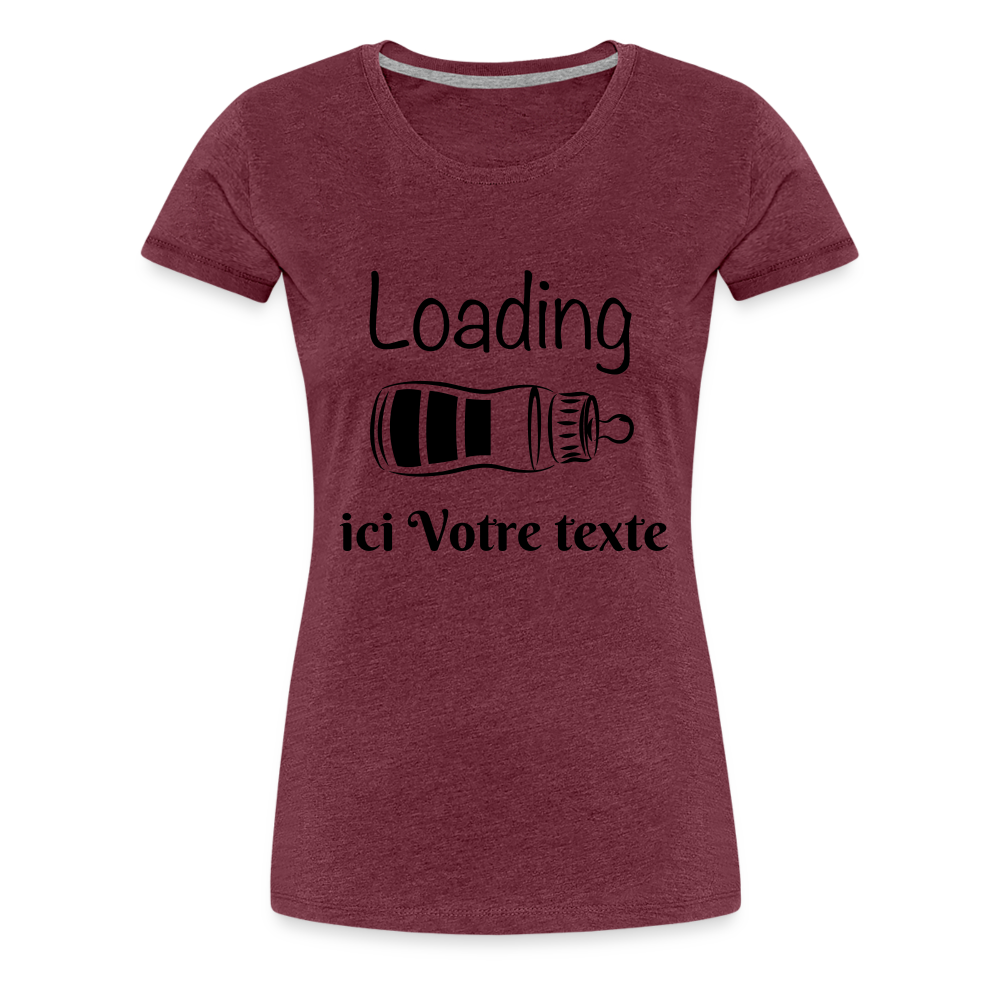 T-shirt Premium Femme bébé en cours + ajouter du texte - rouge bordeaux chiné