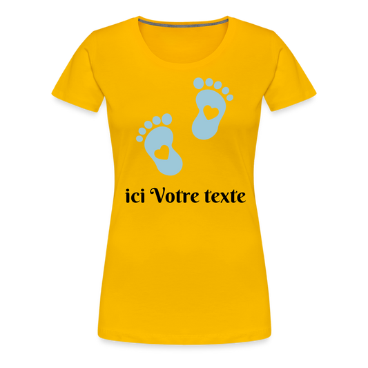 T-shirt Premium Femme pieds de bébé boy - jaune soleil