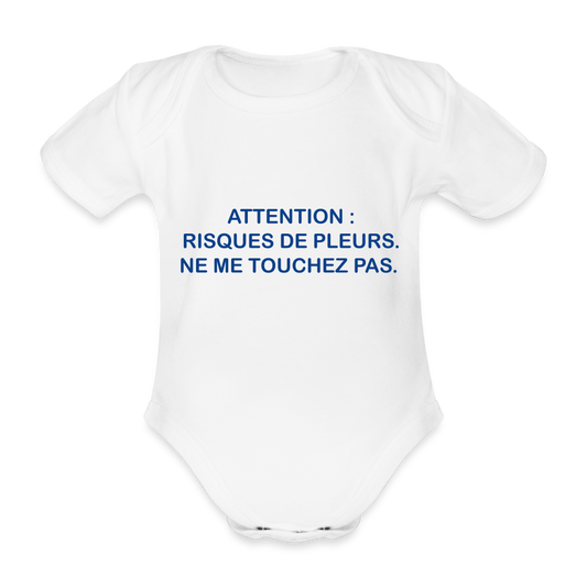 Body Bébé bio manches courtes risque de pleurs - blanc