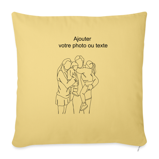 Coussin et housse famille a personnaliser - jaune délavé