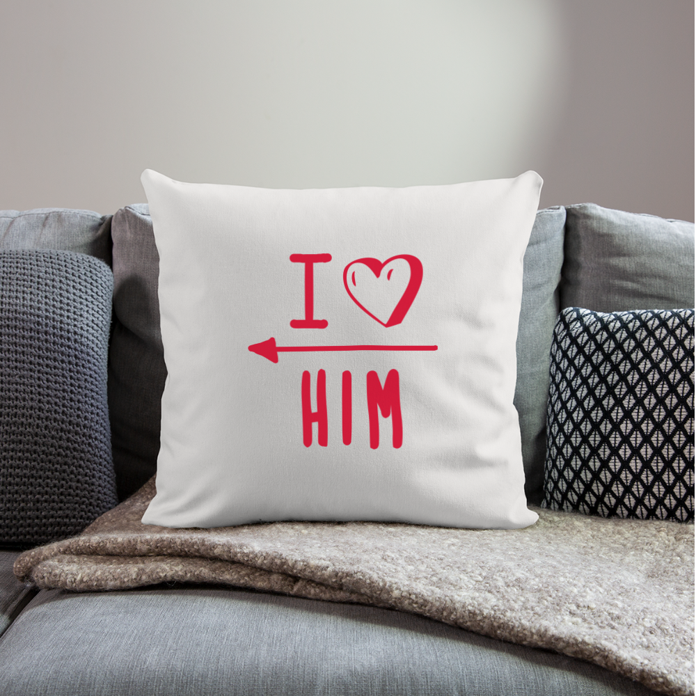 Coussin et housse  I love him - blanc nature