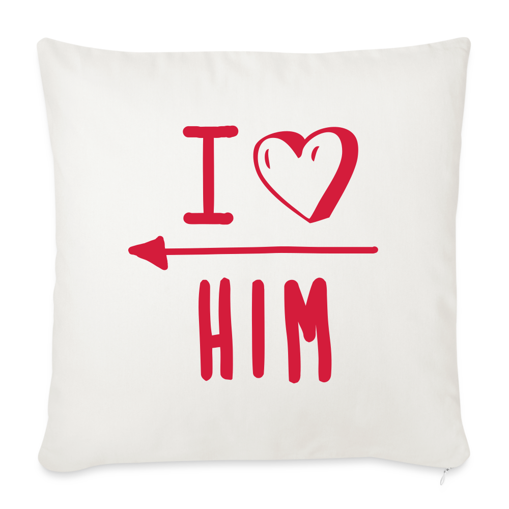 Coussin et housse  I love him - blanc nature