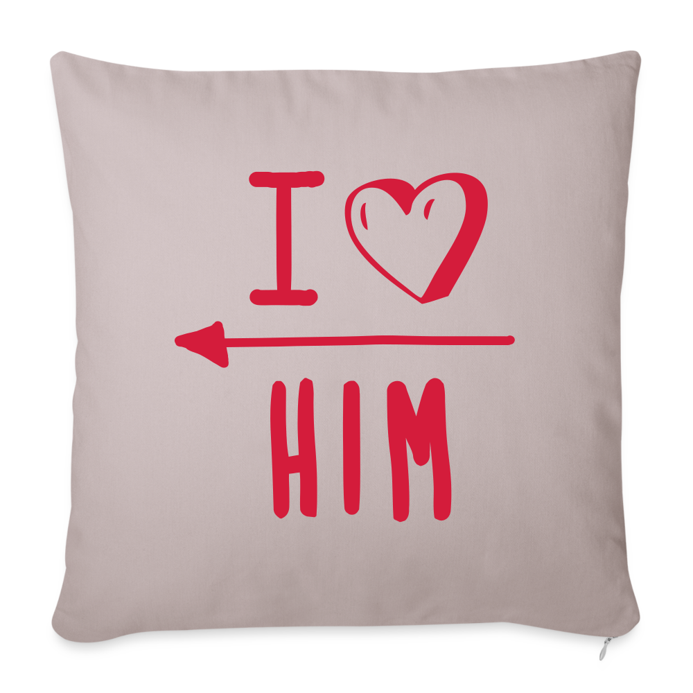 Coussin et housse  I love him - taupe clair