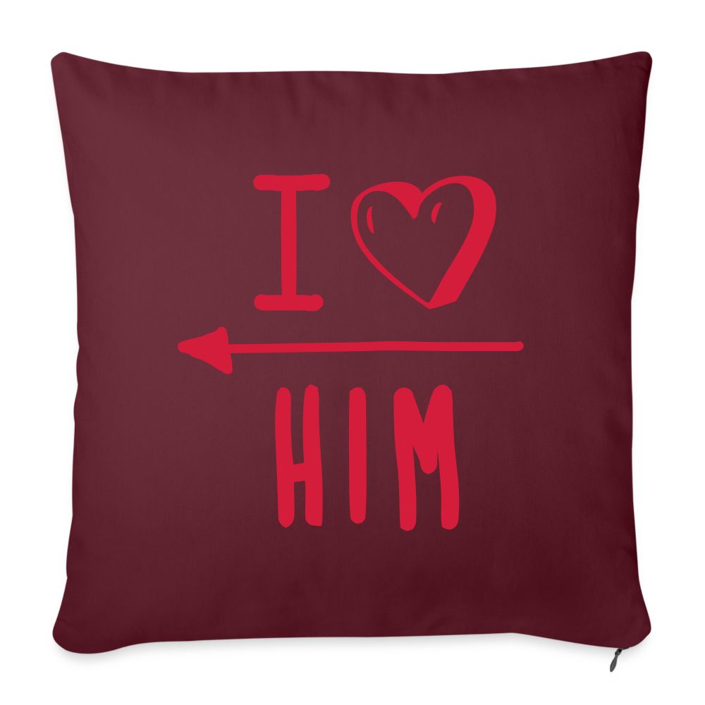 Coussin et housse  I love him - bordeaux