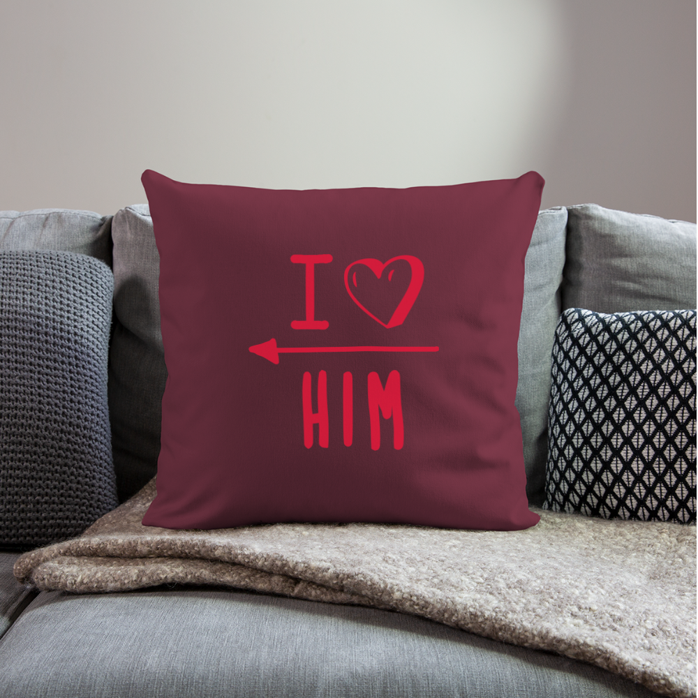 Coussin et housse  I love him - bordeaux