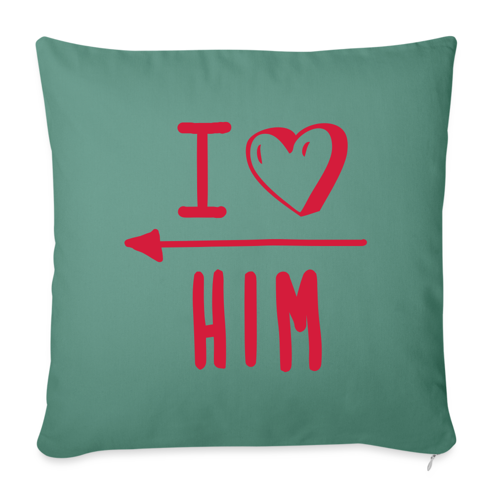 Coussin et housse  I love him - vert sapin