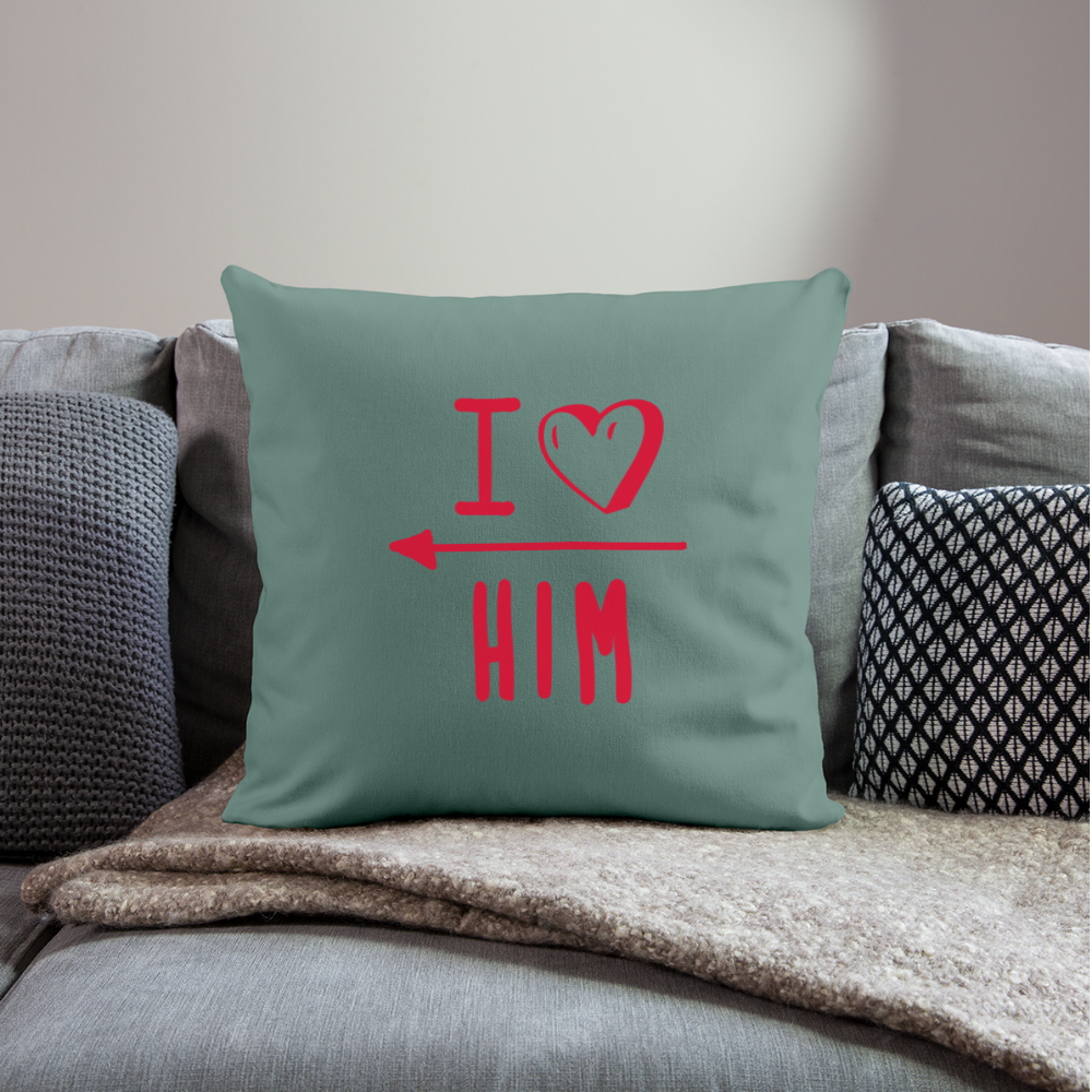 Coussin et housse  I love him - vert sapin