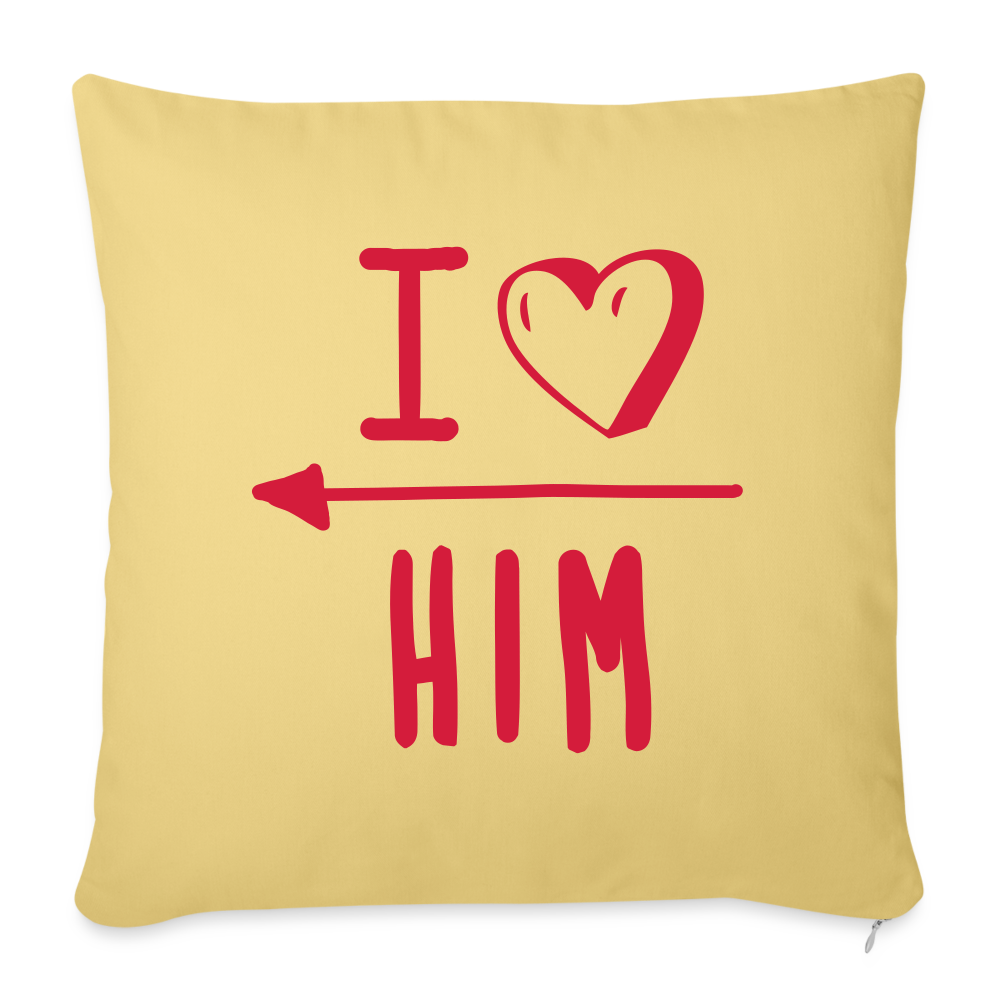 Coussin et housse  I love him - jaune délavé