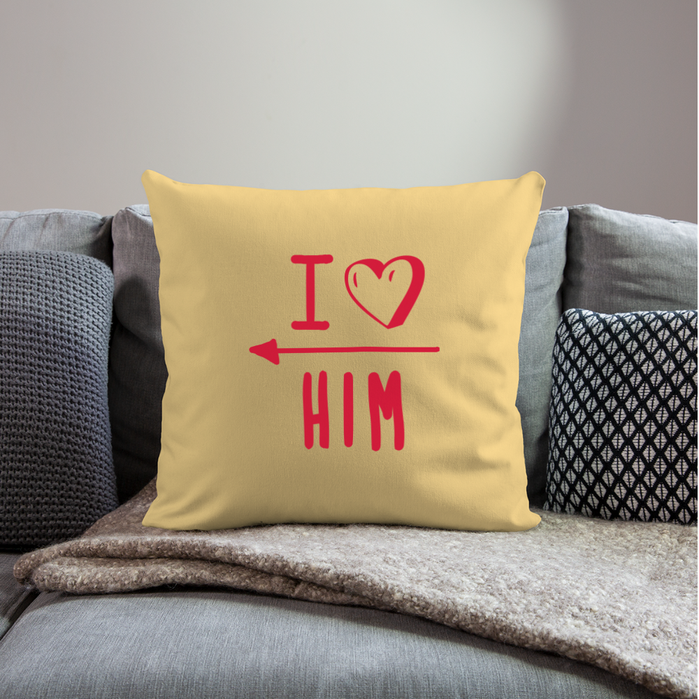 Coussin et housse  I love him - jaune délavé