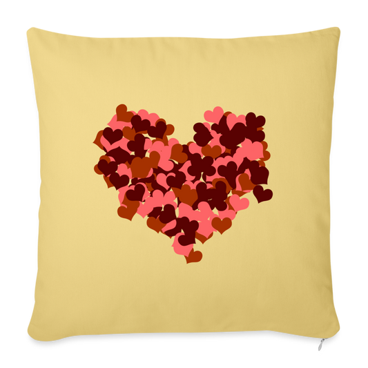 Coussin et housse coeurs - jaune délavé