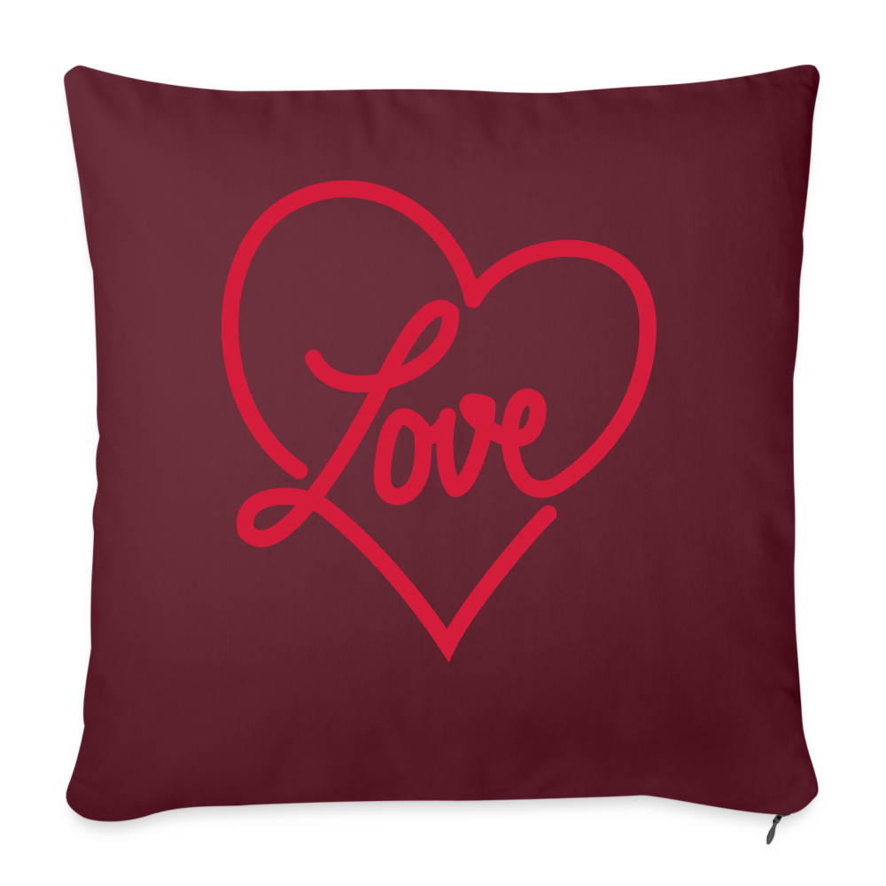 Coussin et housse Love coeur - bordeaux