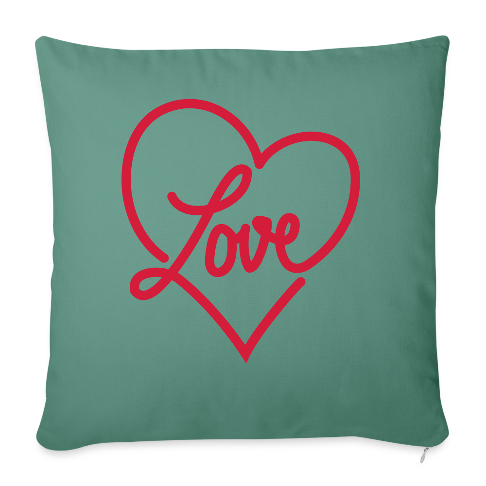 Coussin et housse Love coeur - vert sapin