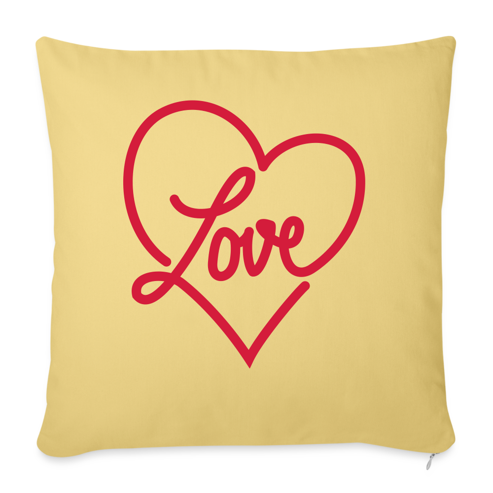 Coussin et housse Love coeur - jaune délavé