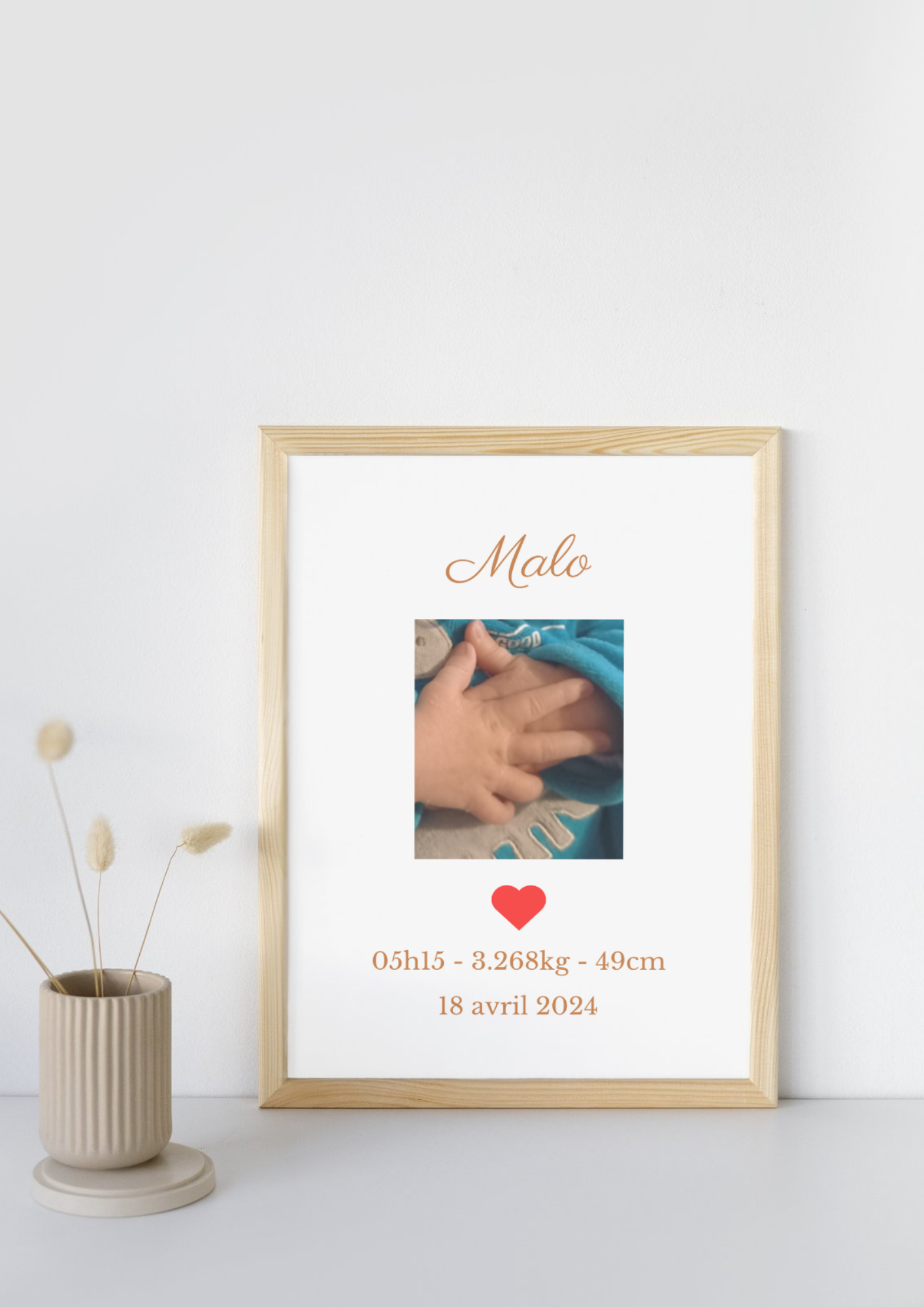 Affiche Naissance Personnalisée Élégante – Cadeau Unique pour Nouveau-né